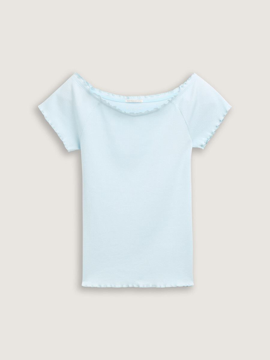 camiseta de canalé con escote carmen