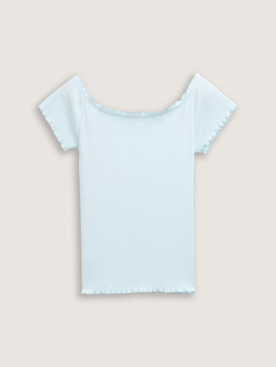 camiseta de canalé con escote carmen