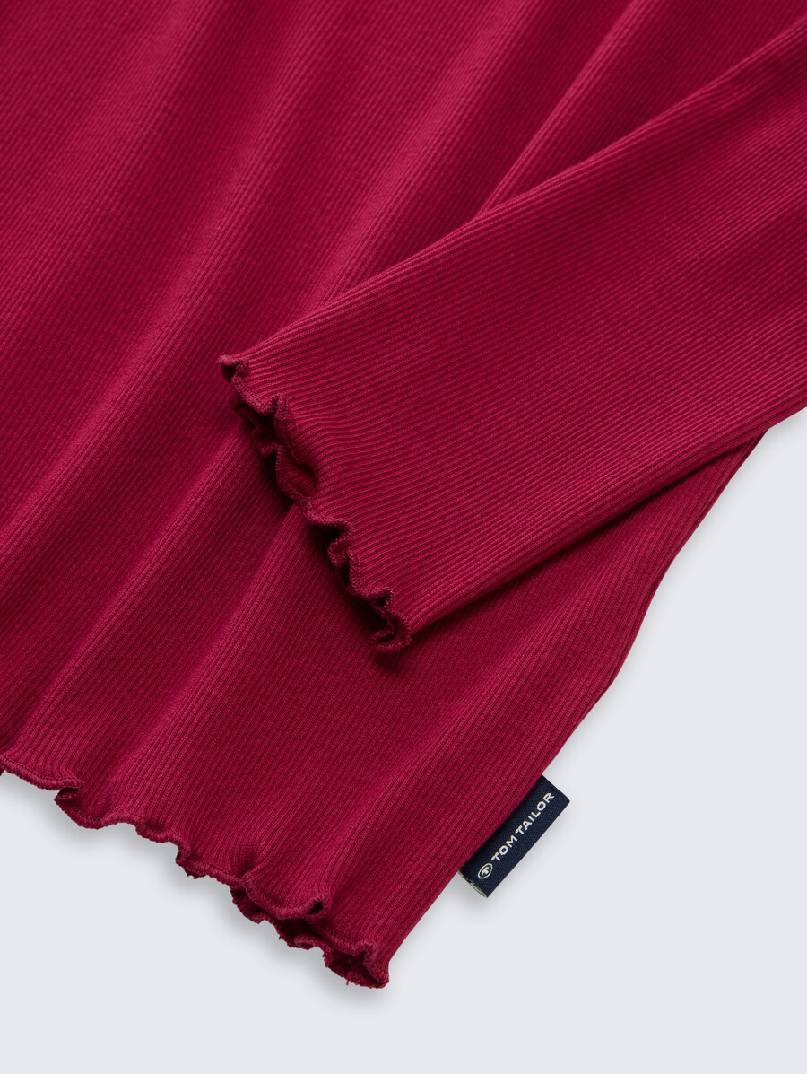 camisa corta de manga larga con textura acanalada