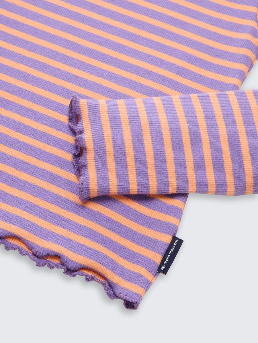 camisa de manga larga acanalada en pack de 2 con estampado de rayas