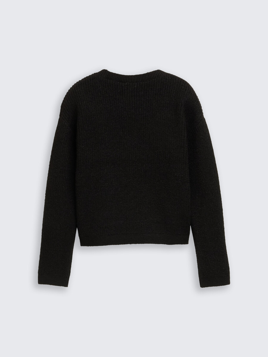 jersey de punto corto con efecto purpurina