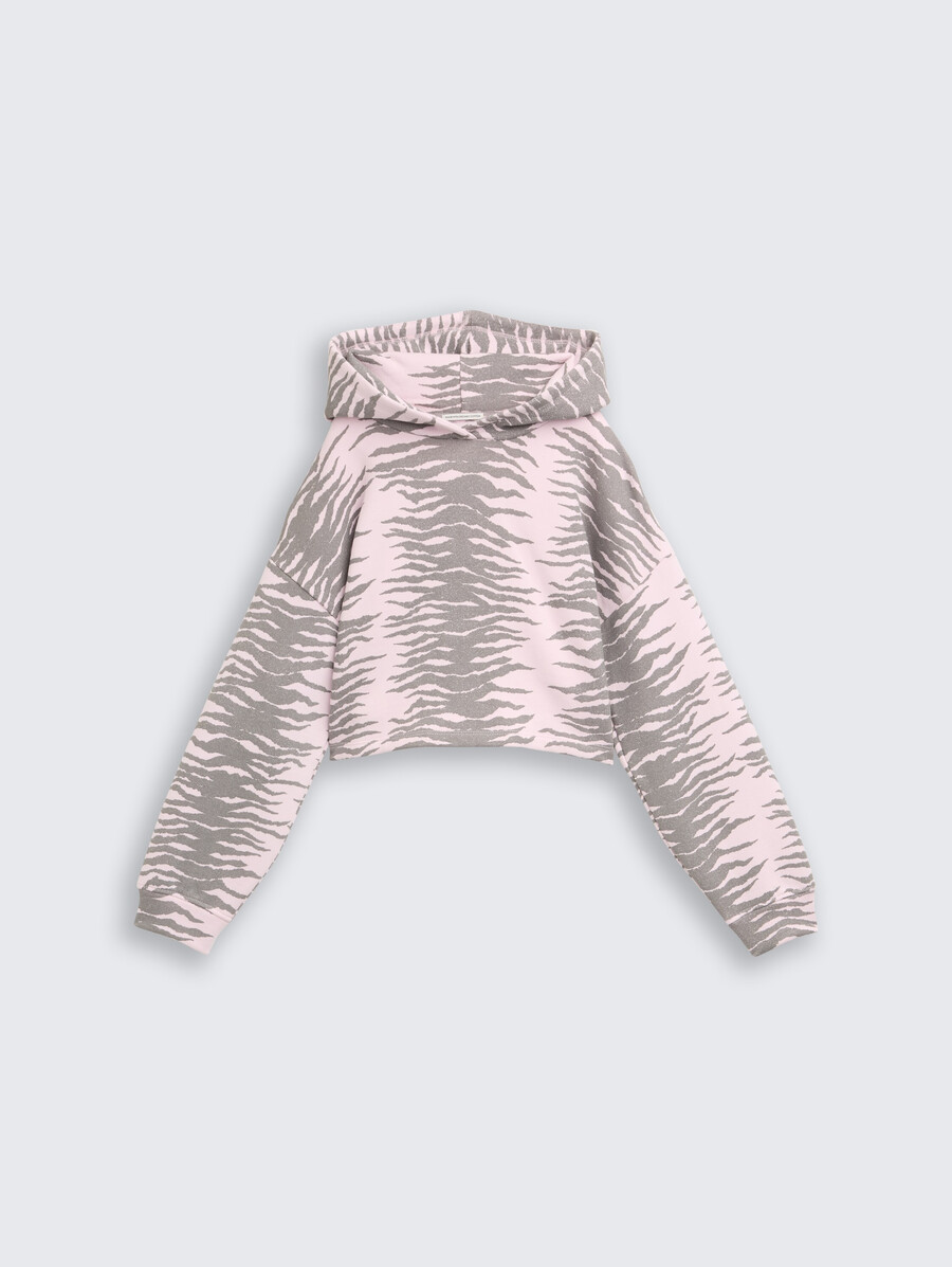 sudadera corta con capucha y estampado