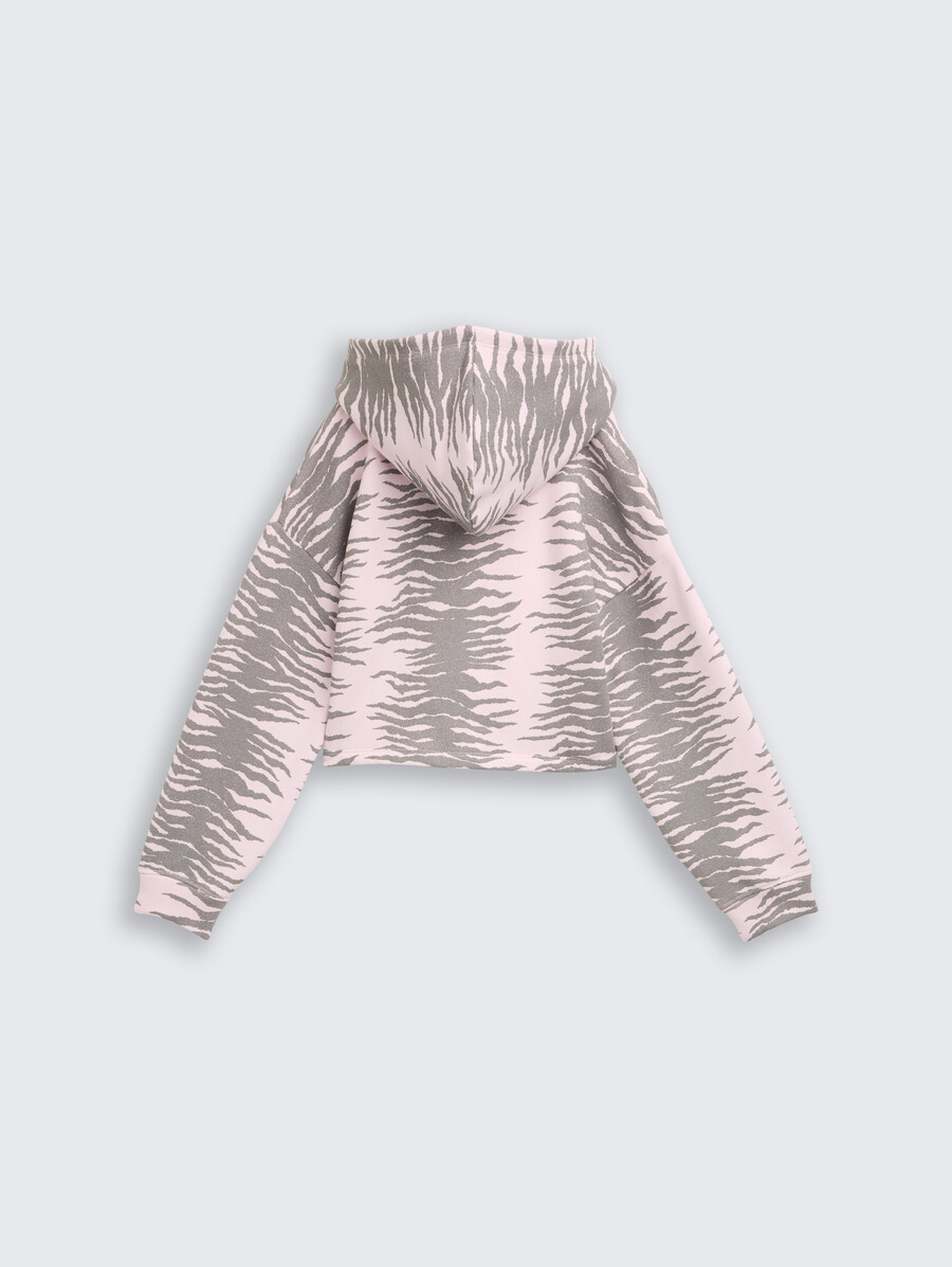sudadera corta con capucha y estampado