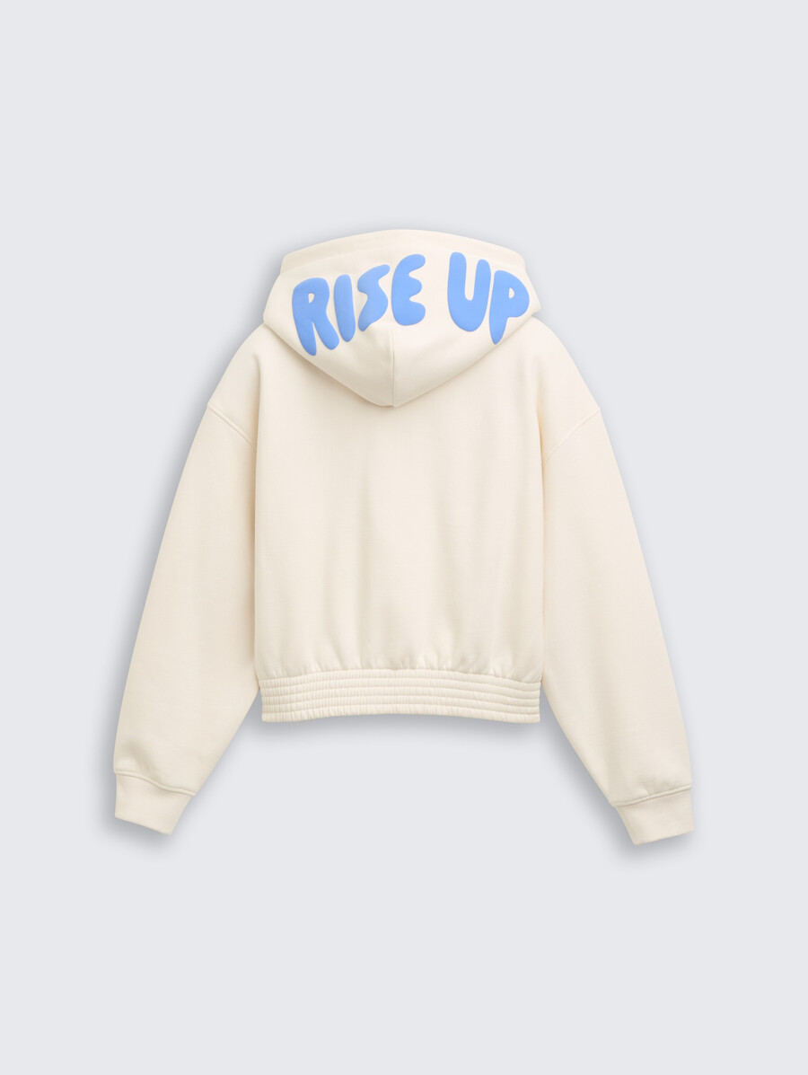 sudadera corta con capucha y estampado