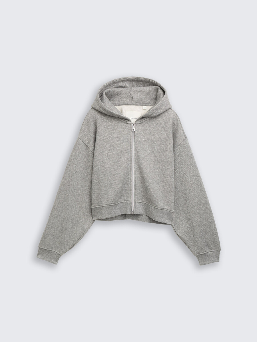 sudadera con capucha corta y efecto purpurina