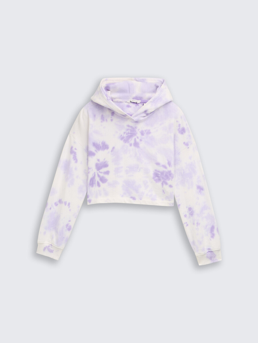 sudadera con capucha corta y estampado batik