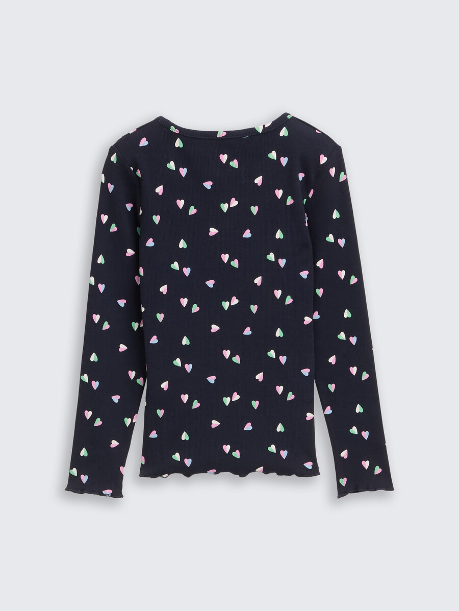 camisa de manga larga acanalada con estampado integral