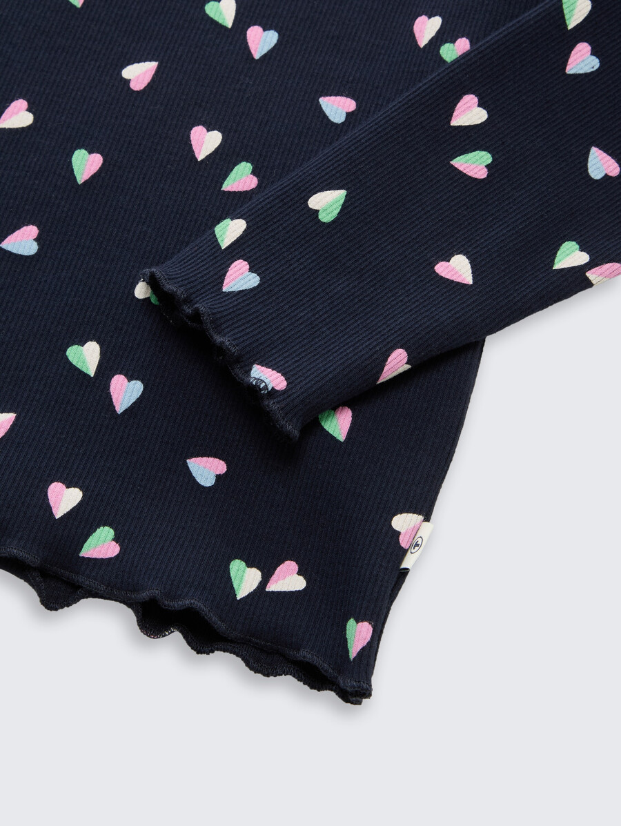 camisa de manga larga acanalada con estampado integral