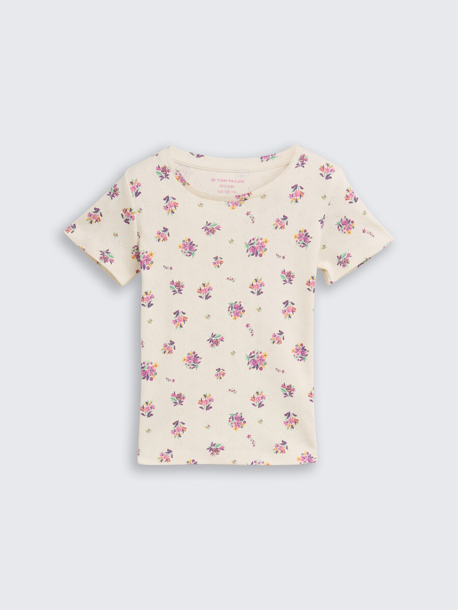 camiseta ajour con estampado floral