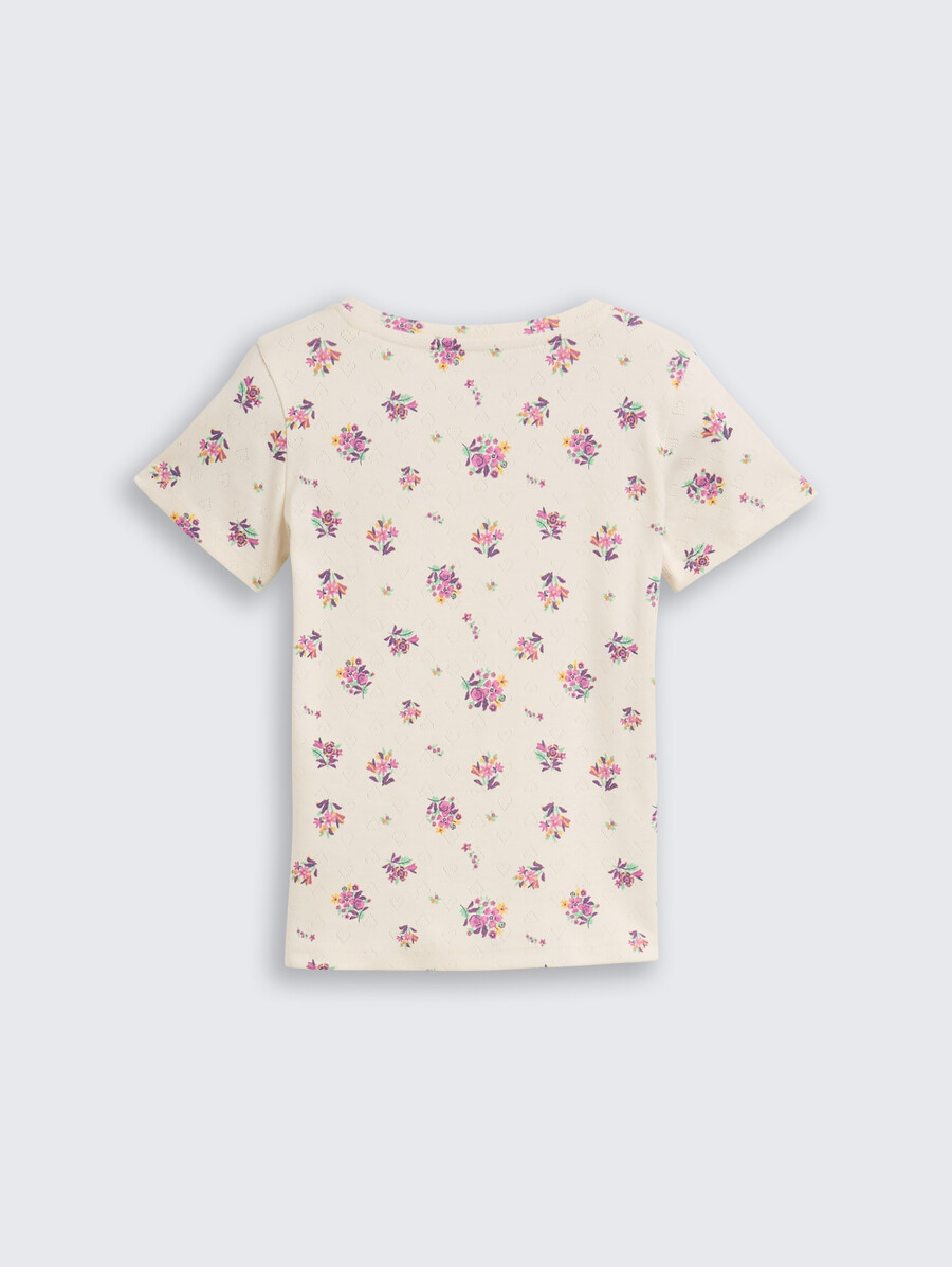 camiseta ajour con estampado floral