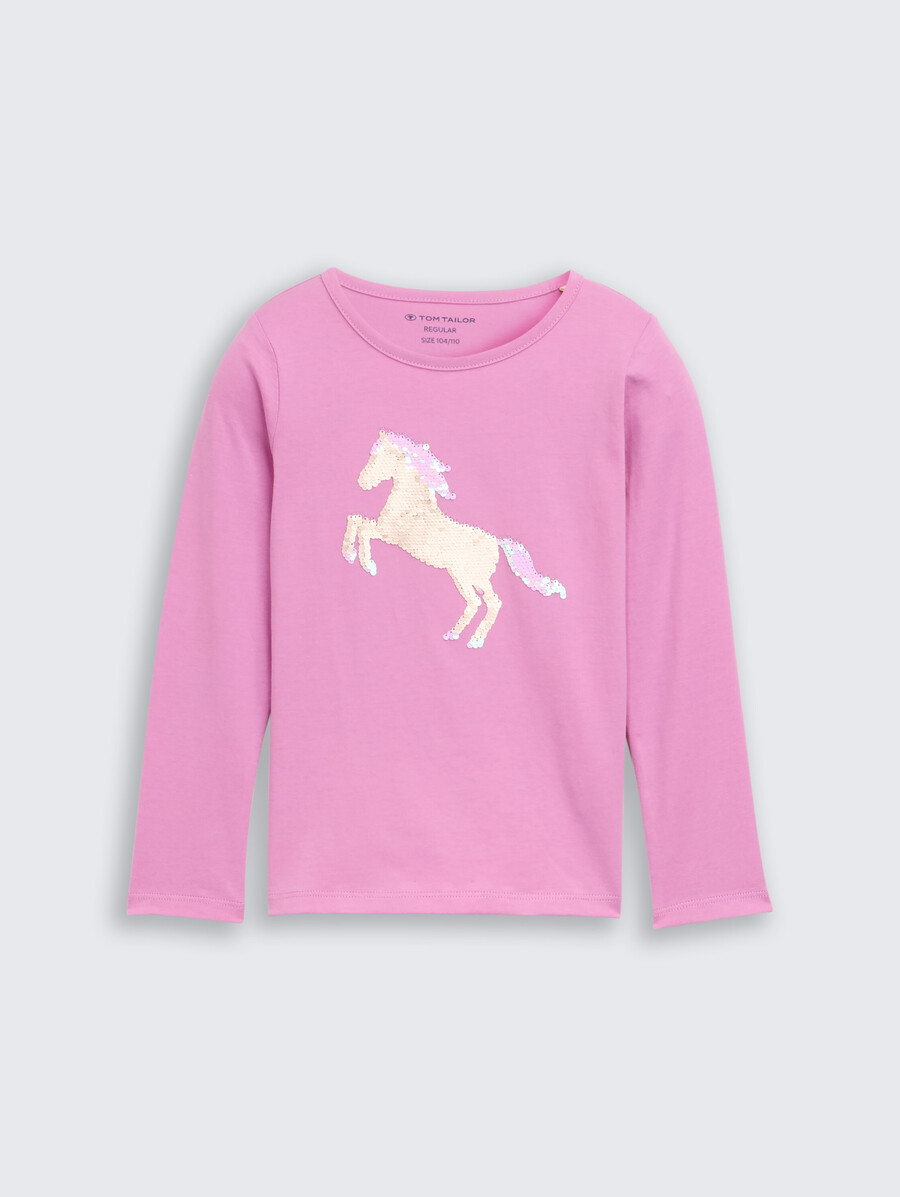 camisa de manga larga con lentejuelas reversibles