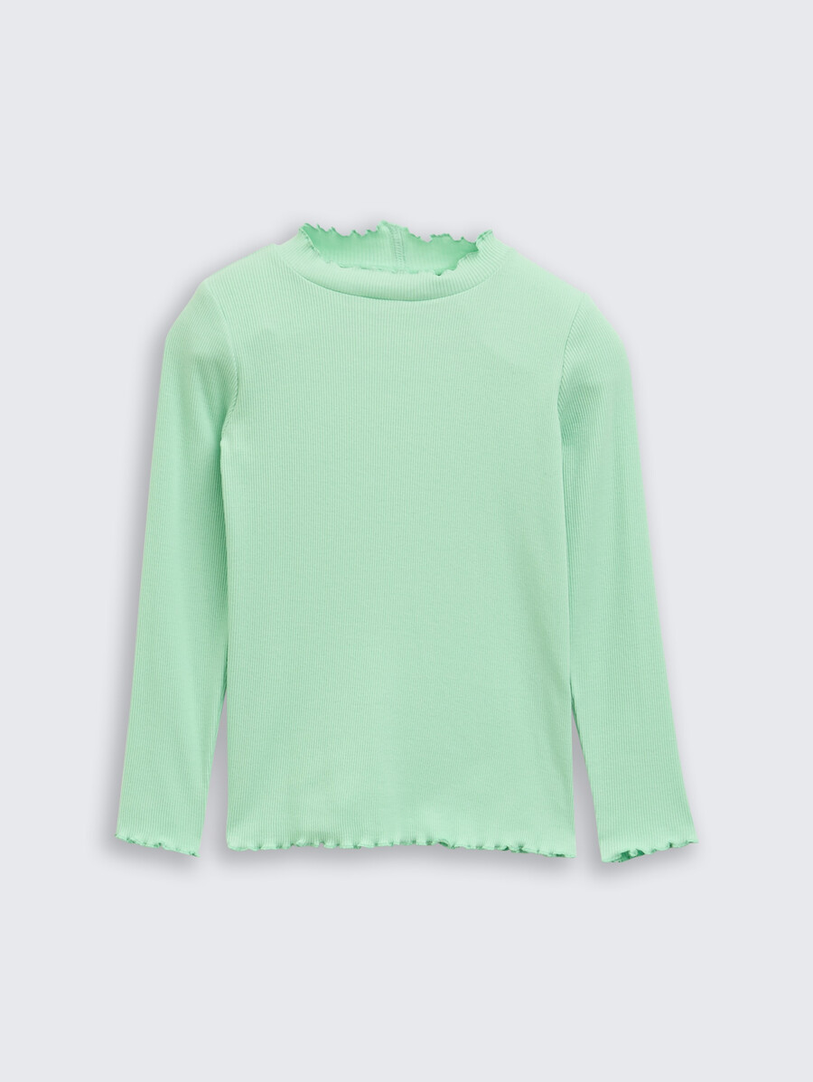 camisa de manga larga con textura acanalada