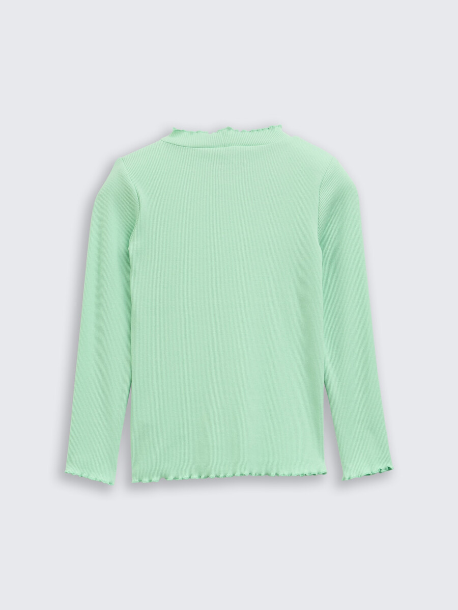 camisa de manga larga con textura acanalada