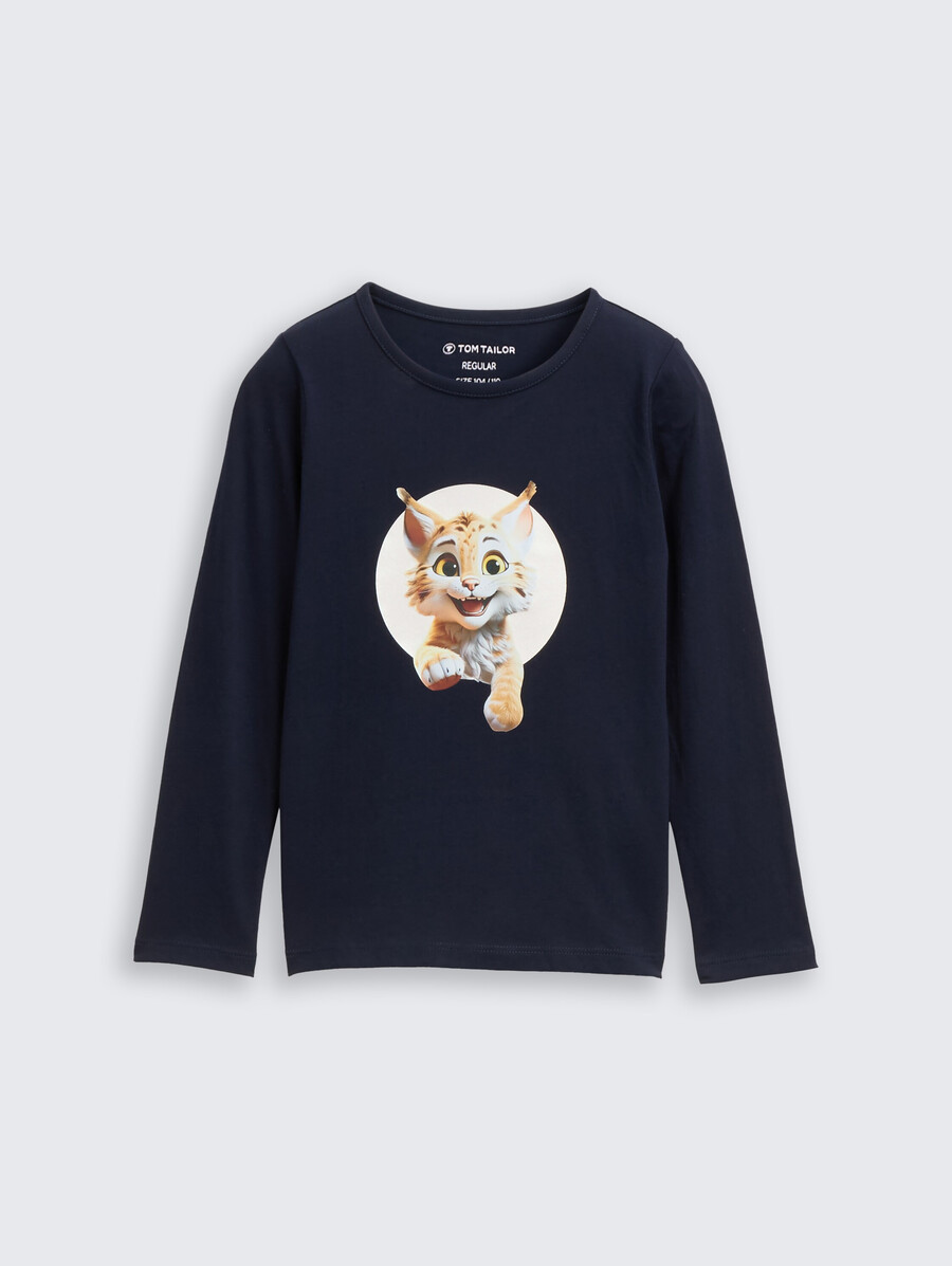 top de manga larga con estampado fotográfico