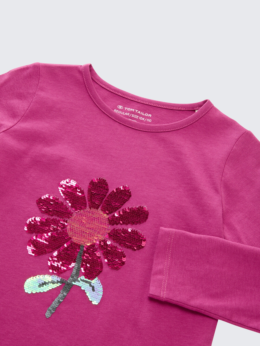 camisa de manga larga con lentejuelas reversibles