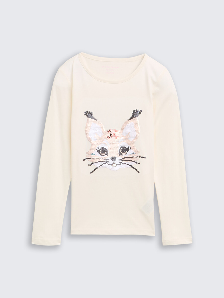 camisa de manga larga con lentejuelas reversibles