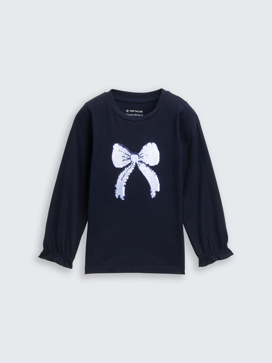 camisa de manga larga con lentejuelas reversibles