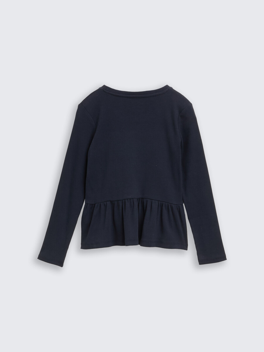 camisa de manga larga acanalada con bordado