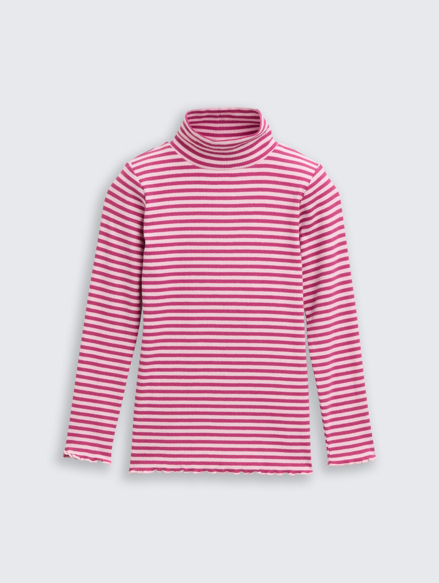 camisa de manga larga acanalada con estampado de rayas