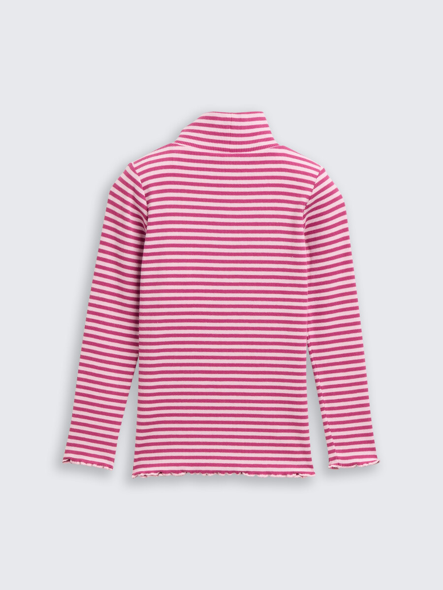camisa de manga larga acanalada con estampado de rayas