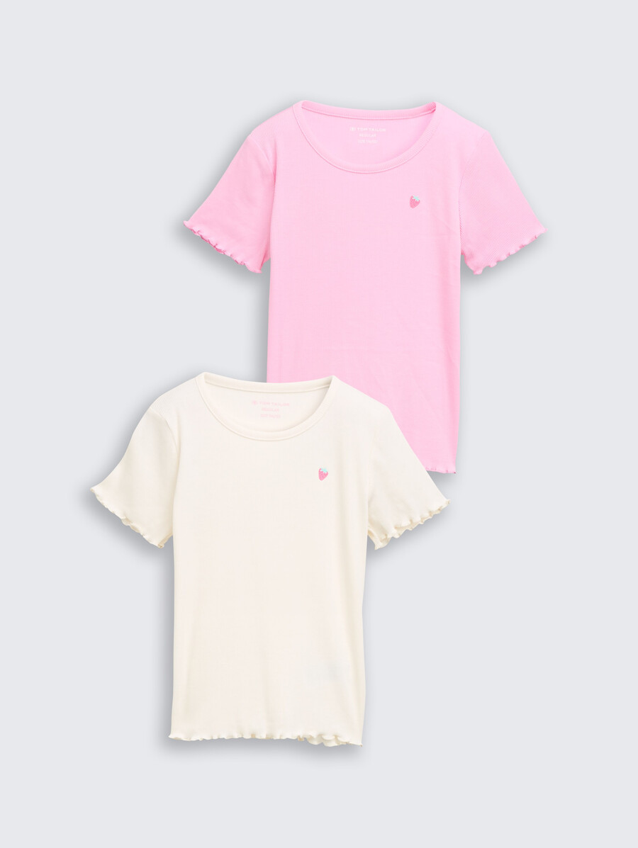 camiseta de canalé con estampado paquete de 2