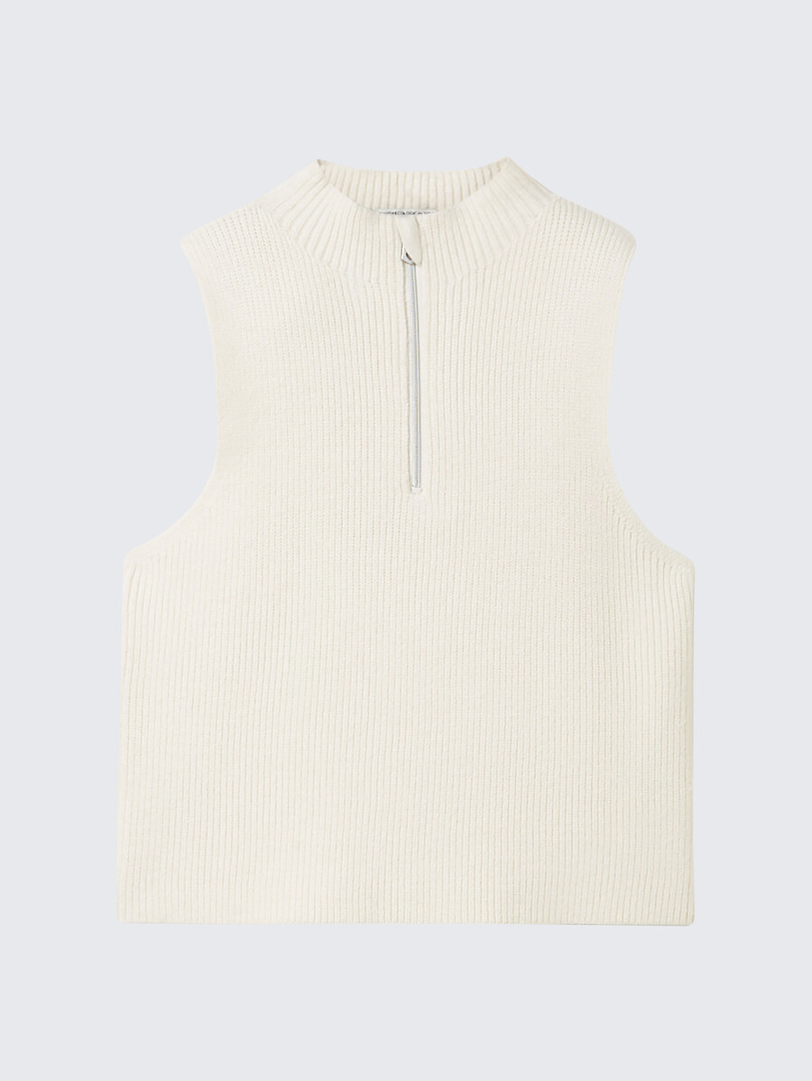 jersey sin mangas con cuello y cremallera