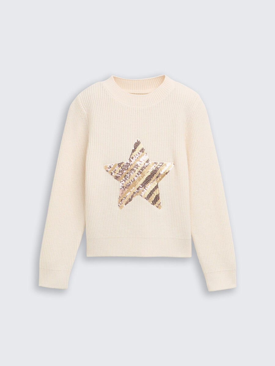 jersey de punto corto con lentejuelas reversibles