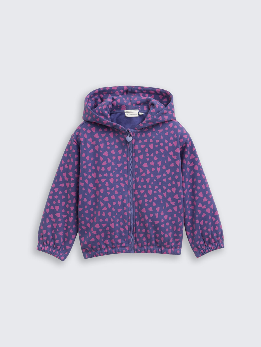 chaqueta deportiva corta con capucha y estampado integral