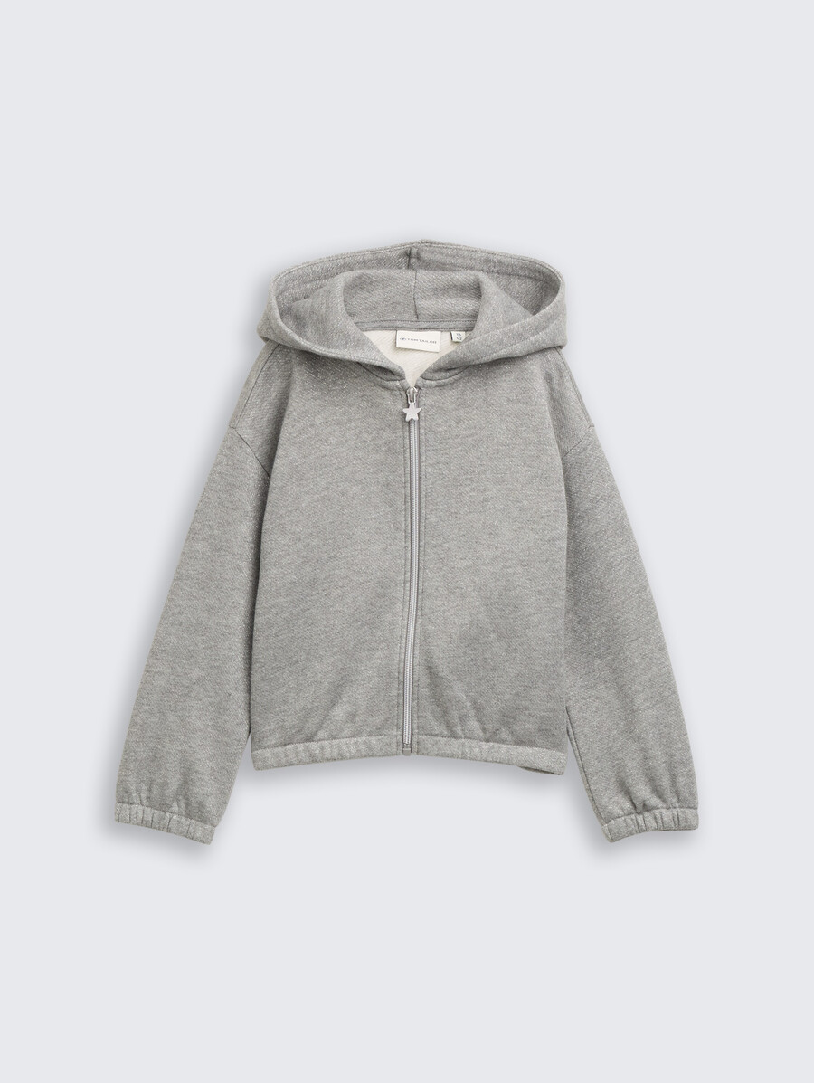 sudadera con capucha corta y efecto purpurina