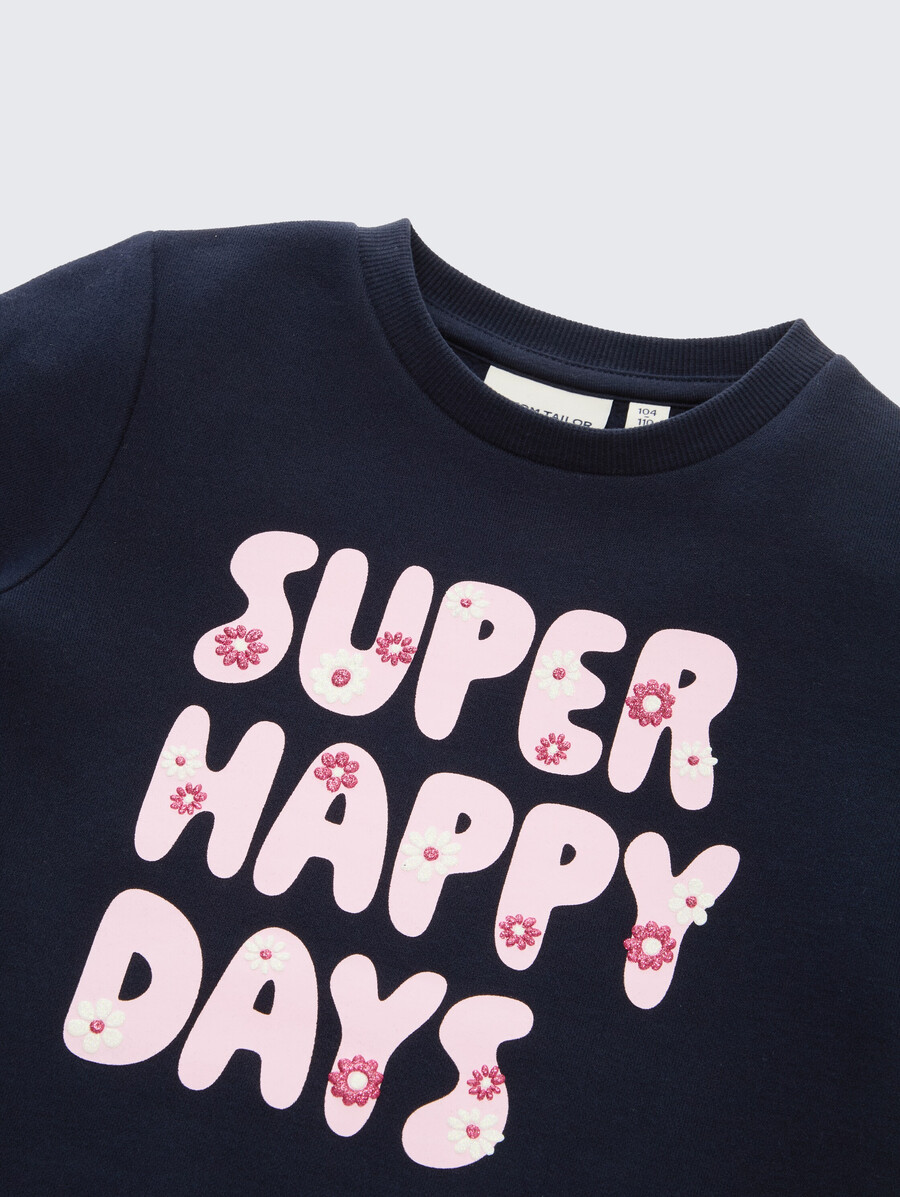 sudadera con estampado de purpurina