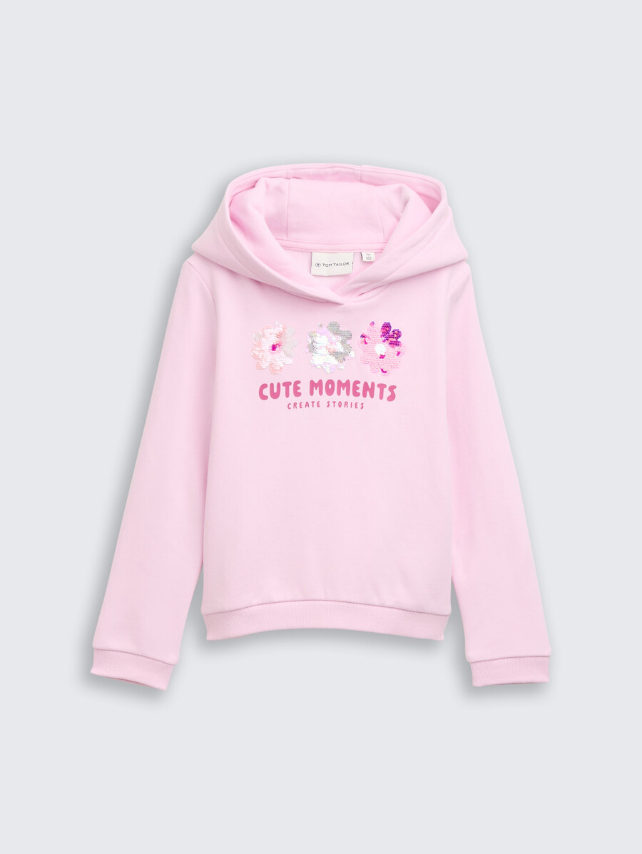 sudadera con capucha y lentejuelas reversibles