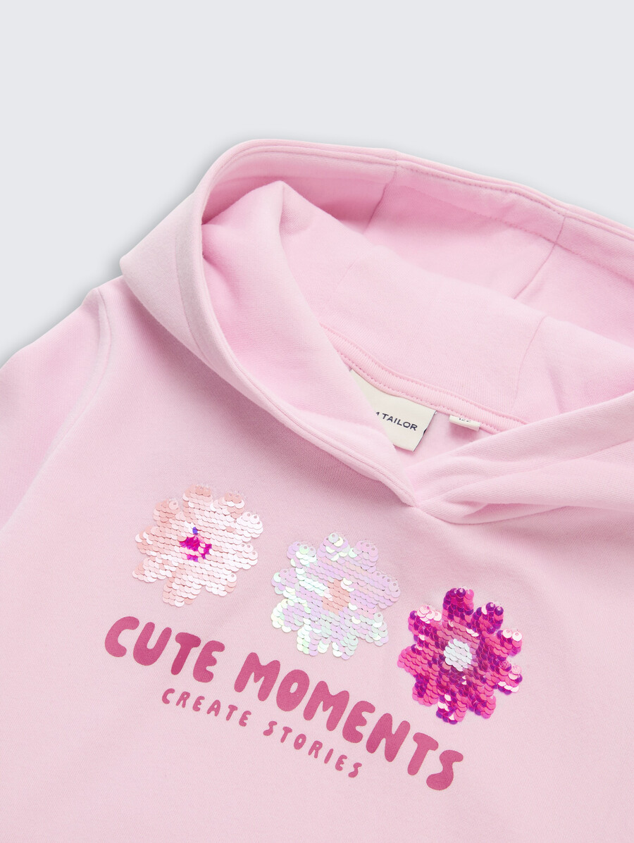 sudadera con capucha y lentejuelas reversibles