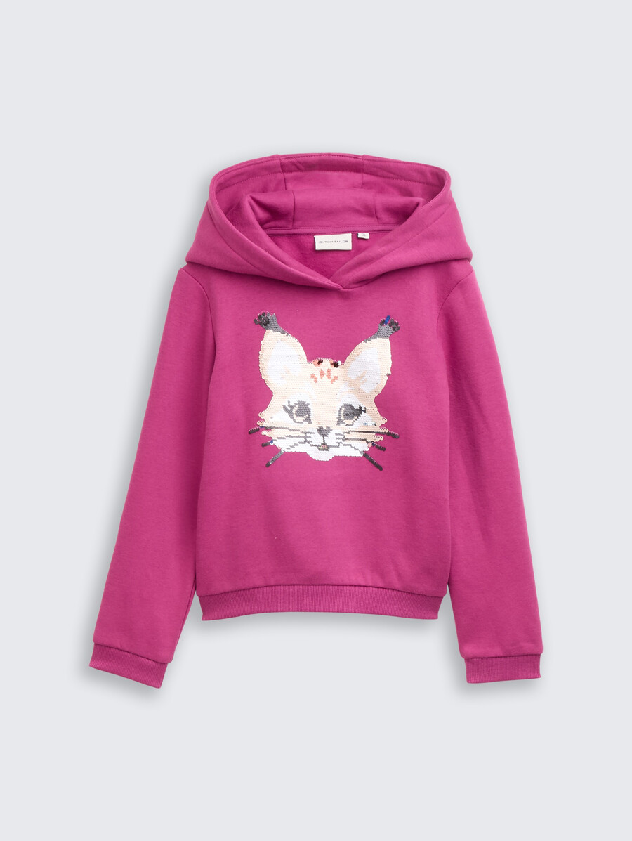 sudadera con capucha y lentejuelas reversibles