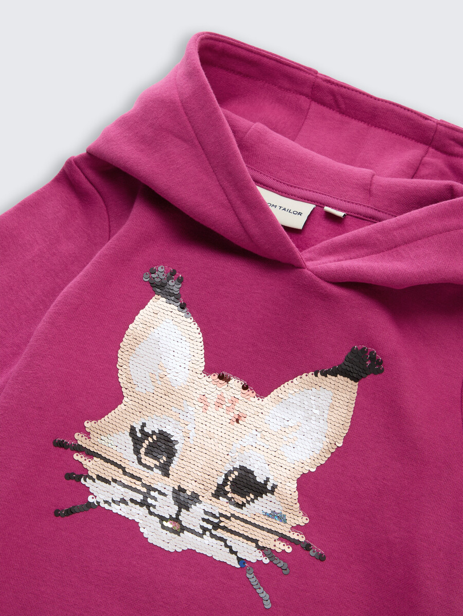 sudadera con capucha y lentejuelas reversibles