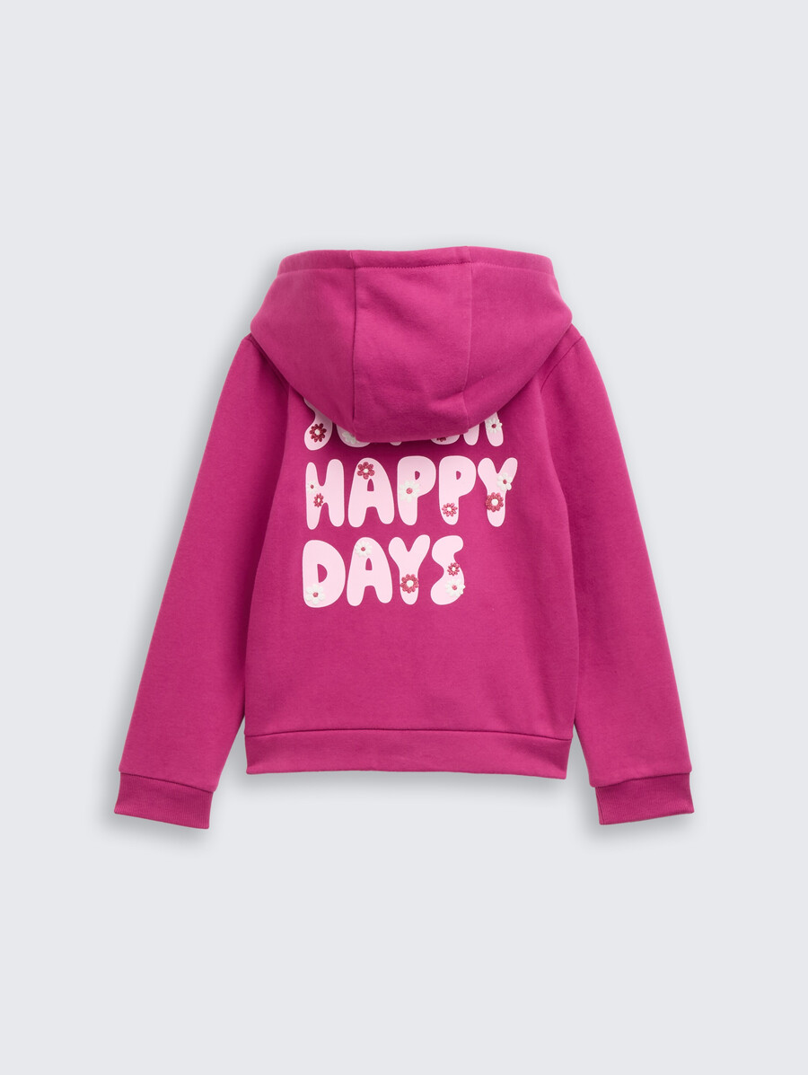 sudadera con capucha corta y estampado en la espalda