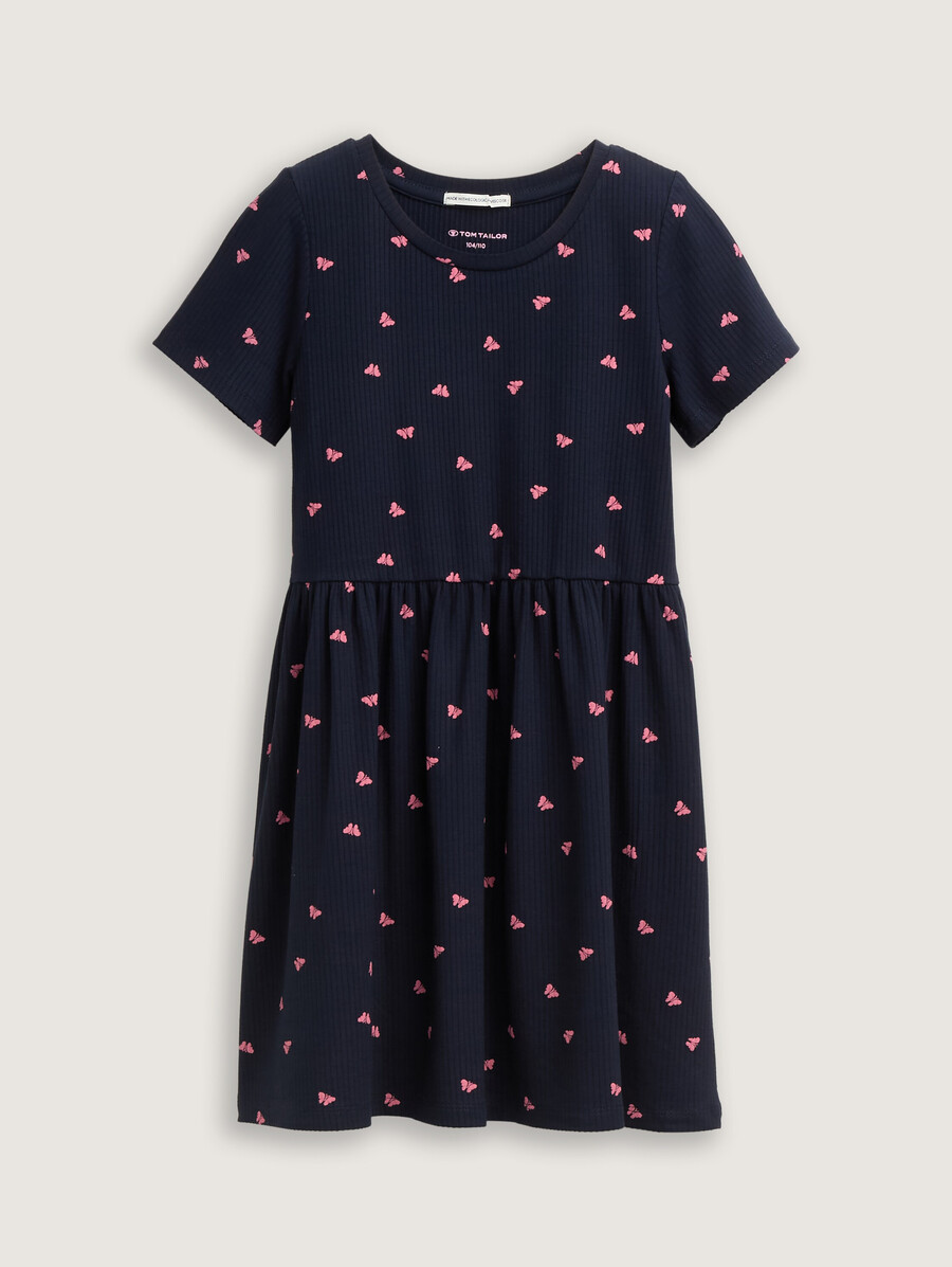 minivestido con textura acanalada y estampado integral
