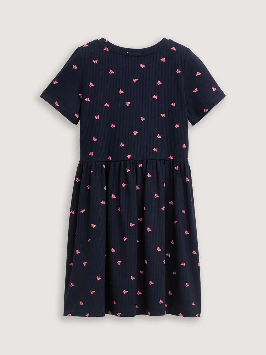 minivestido con textura acanalada y estampado integral