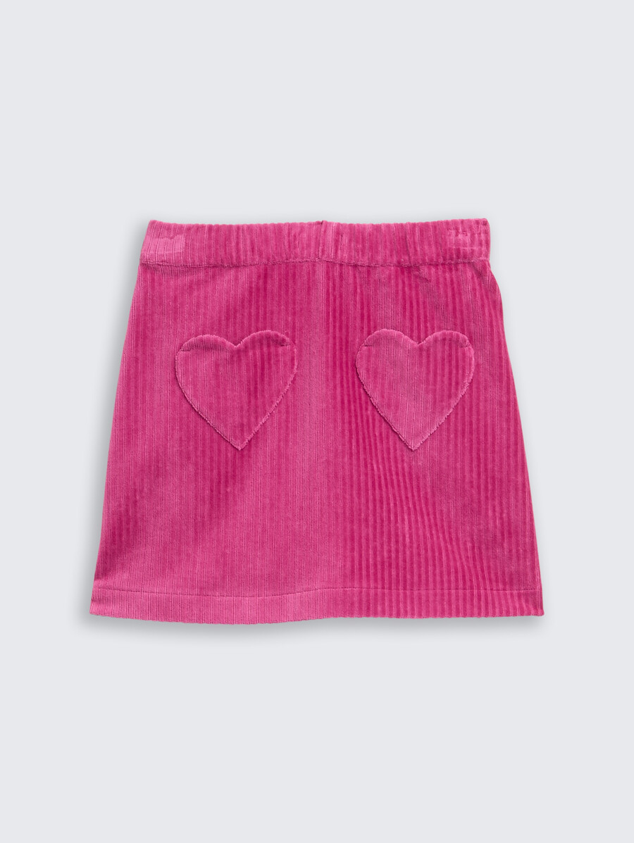 minifalda de pana con bolsillos de corazón