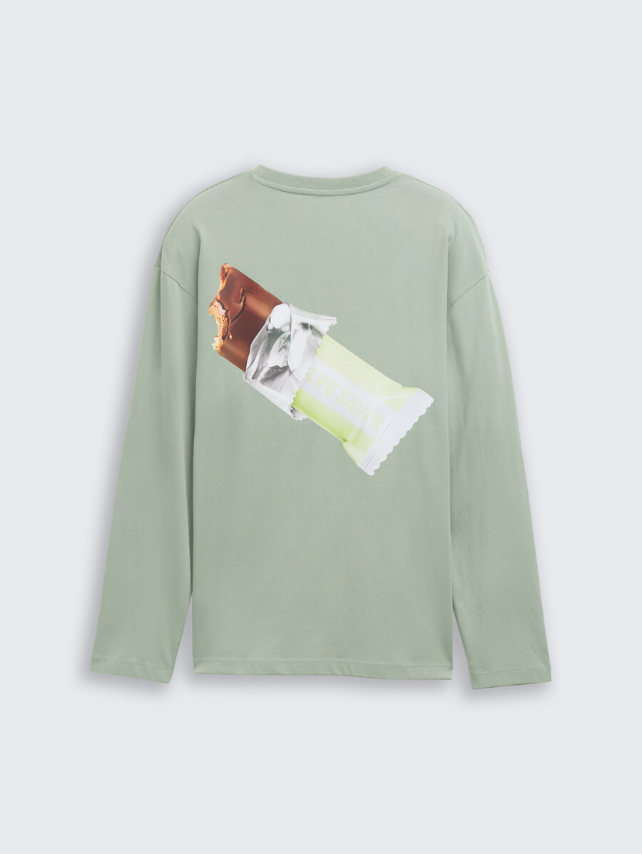 camisa de manga larga oversize con estampado