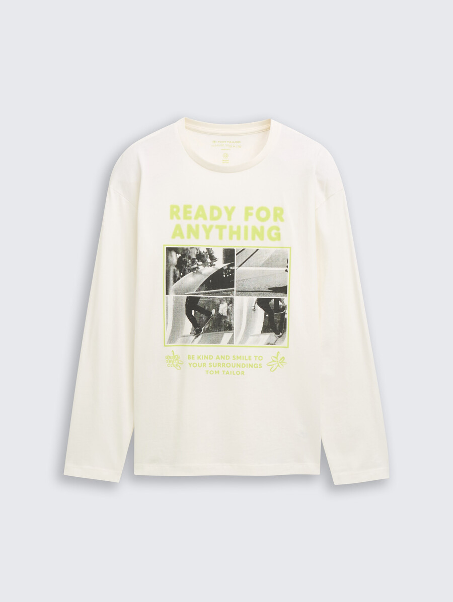 camisa de manga larga oversize con estampado