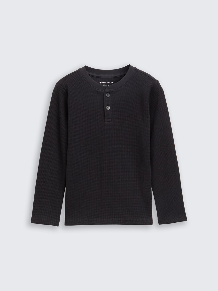 camisa de manga larga henley con textura de gofre
