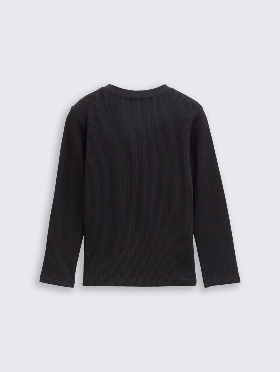camisa de manga larga henley con textura de gofre