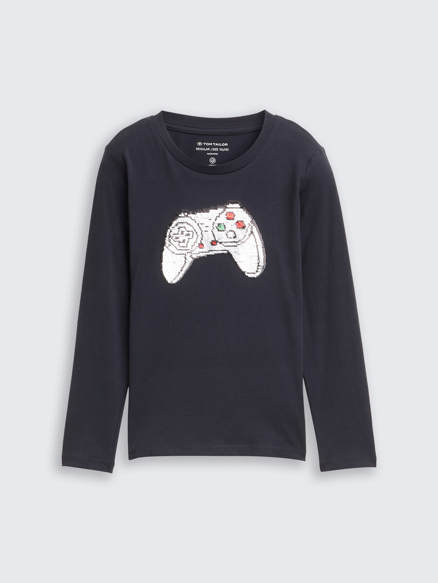 camisa de manga larga con lentejuelas reversibles