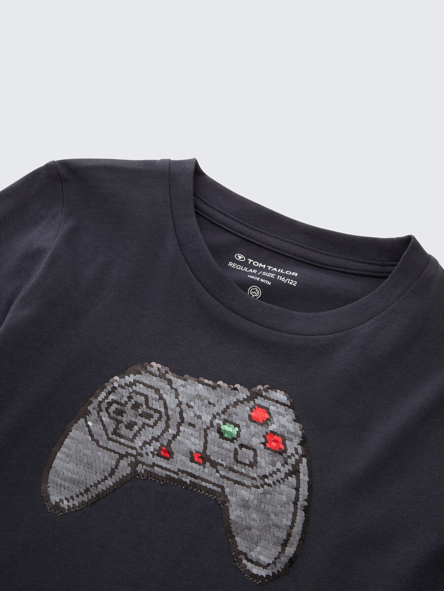 camisa de manga larga con lentejuelas reversibles
