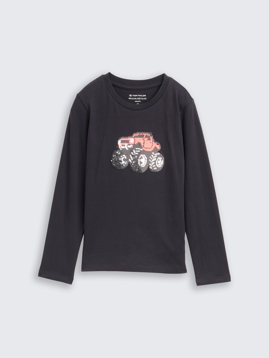 camisa de manga larga con lentejuelas reversibles