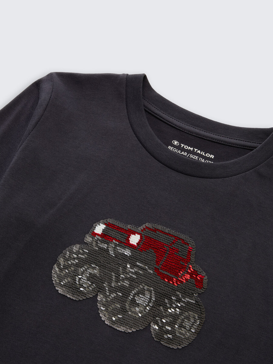 camisa de manga larga con lentejuelas reversibles