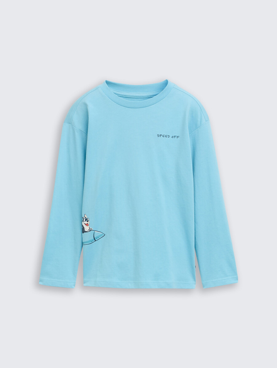 camisa oversize de manga larga con estampado en la espalda