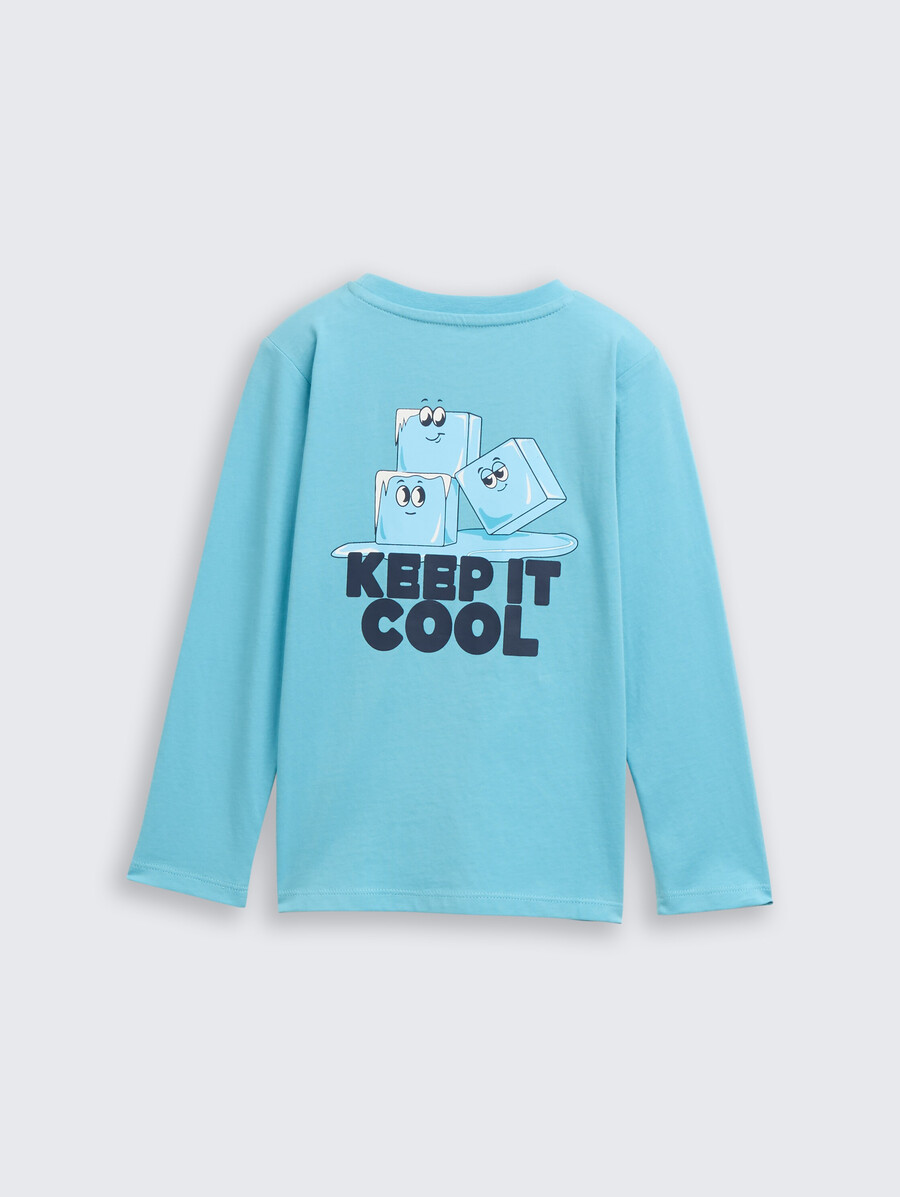 camisa de manga larga con estampado en la espalda
