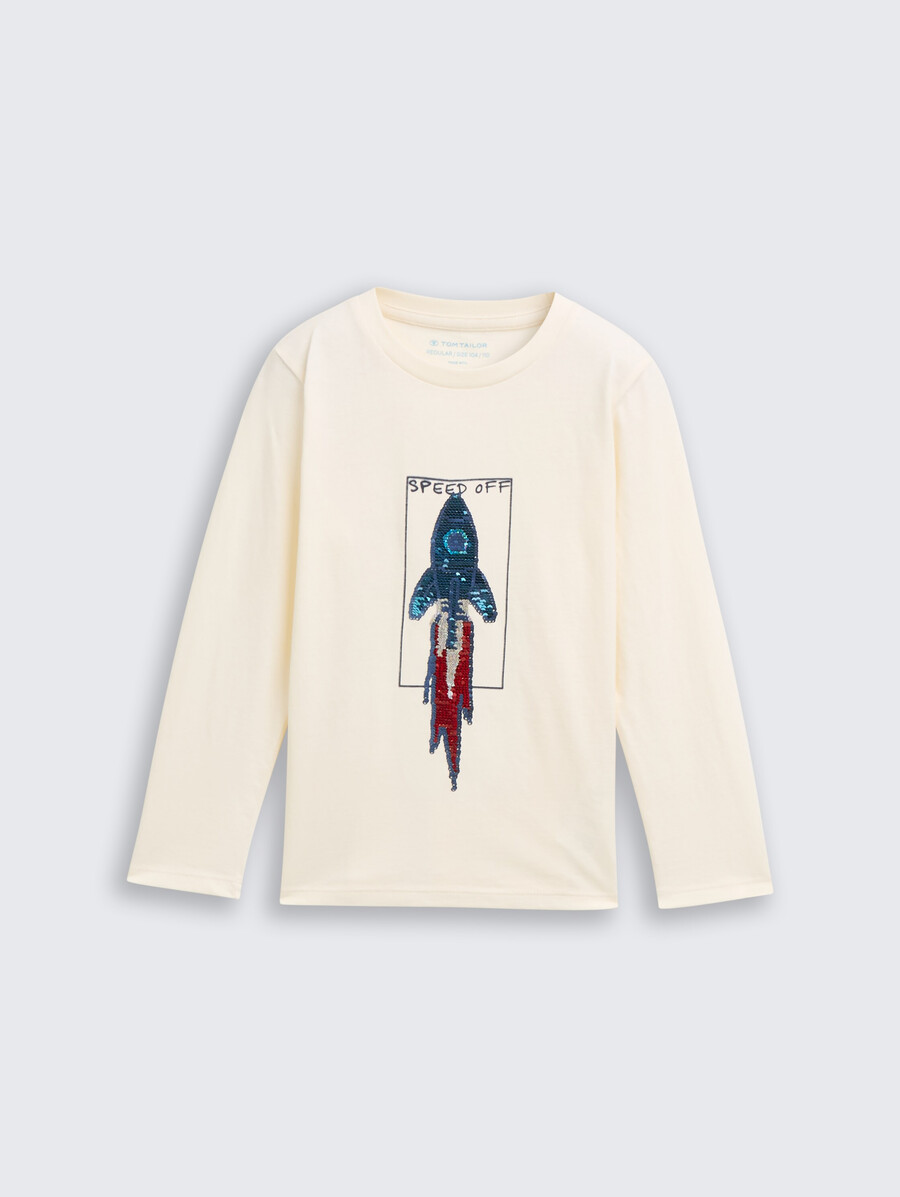 camisa de manga larga con lentejuelas reversibles