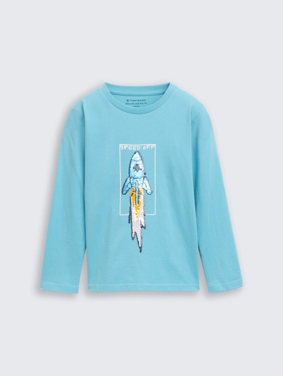 camisa de manga larga con lentejuelas reversibles